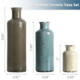 CUCUMI Ceramic Vases Set of 3, Rustic Coastal Small Vases Home Decor, Farmhouse Flower Vases Decor for Shelves, Ocean Beach Style, Mantle, Fireplace, Coffee Table, Shelf Decorations for Living Room