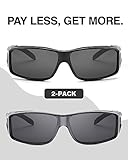 FIMILU 2 Pack Fit Over Sunglasses for Men Women, Polarized UV400 Protection Wrap Around Sunglasses