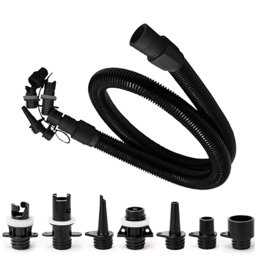 Inflatable Boat Pump Adapter Kit, Paddle Board Pump Adapter Set, Sup Air Pump Hose with 7 Nozzles for Inflatable Paddleboard, Boat, Tent, Pool, Quick Electric Pump Accessories (Set)