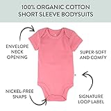 HonestBaby 10-Pack Short Sleeve Bodysuits One-Piece 100% Organic Cotton for Infant Baby Boys, Girls, Unisex, Rainbow Pinks, Newborn