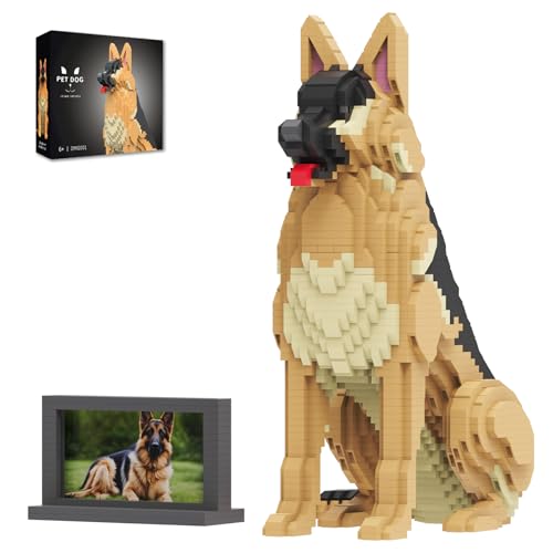HJPLPXH Animal Dog Adorable Pet German Shepherd Building Block Set - Secret Small Storage Box Inside! Ideal Toy for Dog Lovers, Kids & Adults