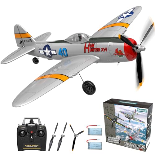 GLUISEUR RC Plane 4 Channel Remote Control Airplane with 3 Modes - Ready to Fly Upgrade P-47 Thunderbolt RC Airplane for Beginners Adult with Xpilot Stabilization System & One Key Aerobatic