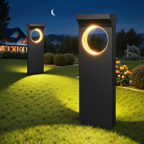 Solar Pathway Lights Outdoor: 6 Pack Unique Solar Lights Outdoor Waterproof - Bright Moon Pattern Auto On/Off Garden Light for Yard Patio Porch Lawn Path Walkway Driveway Outside Decor Lighting