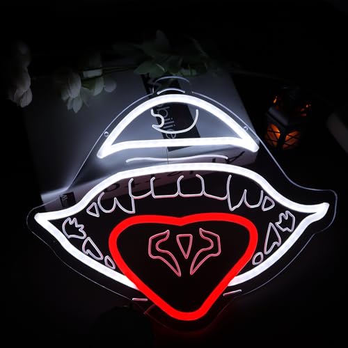 FUENDKF Sukuna Neon Signs for Wall Decor, Dimmable Sukuna's Mouth LED Lights for Game Room JJK Stuff USB Power Anime Neon Anime Fans Japanese Decor