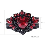 Couple Rings Matching Rings Black Wings Skull Ring 1.5ct Red CZ Womens Wedding Ring Sets Punk Ring