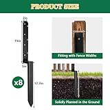 Fence Post Repair Kit Fence Post Anchor, Fence Post Spikes & Brackets, Durable Fence Stakes for Wood & Metal Fences, 8 Pack, Black