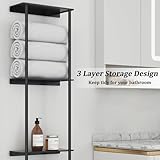 Towel Storage for Bathroom, 3 Tier Towel Rack with Shelf and Towel Bar, Wall Mounted Towel Racks for Bathroom Towel Storage and Organizer - Matte Black