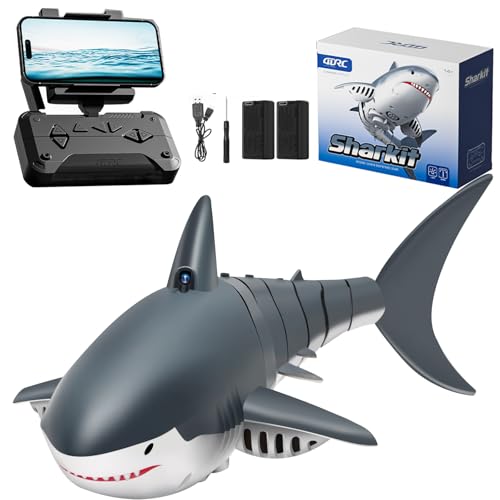 4DRC Remote Control Shark Toys for Boys Kids, RC Shark Pool Toys with WiFi Camera, Remote Control Boat Pool Toy for 3 4 5 6 7 8 9 Year Olds Kid Boys Girls Birthday Gifts