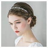 SWEETV Pearl Silver Bridal Headband-Single Hair Band Tiara Flower Wedding Headpiece Jewelry Bridal Hair Accessoires for Women