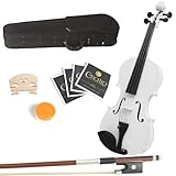 Mendini 16-Inch MA-White Solid Wood Viola with Case, Bow, Rosin, Bridge and Strings