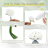 Jexine 360 Pcs 30 Bouquets Artificial Roses Flowers Bulk Fake Roses Flower Bouquets Realistic Silk Faux Rose with Stems for Wedding Home Table Party Decorations(White)