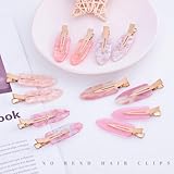 Cptots No Crease Hair Clips Creaseless Hair Clips Makeup Clips No Bend Hair Clips Flat Hair Clip For Styling Non Slip Hair Accessories For Women,Pink,12 PCS