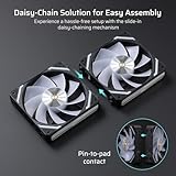 LTC CF-121D 120mm PC Case Fan, Daisy-Chain Connection, 5V 3Pin ARGB Lighting, 4 Pin PWM Case Fan, for Radiator/Computer Case Cooling, 120x120x25mm, 3 Pack, Reverse Blade, Black