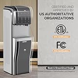 ICEPURE 5-in-1 Bottom Loading Water Cooler Dispenser with Bullet Ice Maker and Built-in Crushed/Chewable Ice Machine, Hot Cold Water, 35lbs/24H Ice, 5 Gallon Bottle, Child Safety Lock Stainless Steel