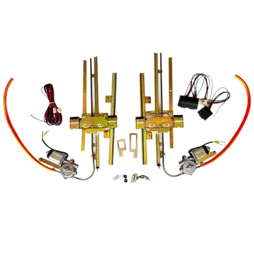 Pair Universal 2-Door Electric Power Window Conversion Flat Glass Installation Kit Compatible with Classic Cars & Custom Street Rods 1932 and up Ford, Chevy, Chrysler, etc. Cars and Trucks