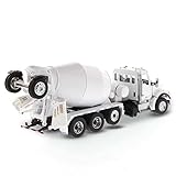 Diecast Masters Kenworth T880 SFFA Concrete Mixer Truck - Pearl White | Tandem with Lift Axle and McNeilus Bridgemaster Mixer | 1:50 Scale Model Semi Trucks | Diecast Model 71081