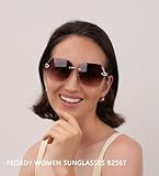 FEISEDY Classic Rimless Sunglasses Women Metal Frame Diamond Cutting Lens Sun Glasses B2567