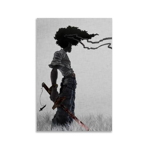 Generic Afro Samurai Poster Anime Canvas Wall Art Black Anime Characters Poster Dreadlocks Cartoon Picture Anime Posters for Room Bedroom Wall Decor Unframed 24x36inch