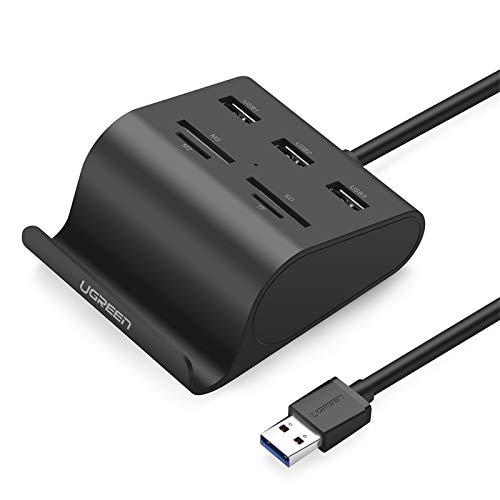 UGREEN USB Card Reader USB 3.0 Hub 3 Ports with SD TF MS M2 Card Adapter and Phone Stand Dock Combo for iMac MacBook Pro Air Macbook Retina Mac Mini Windows Surface Pro IdeaPad PC LaptopTablet