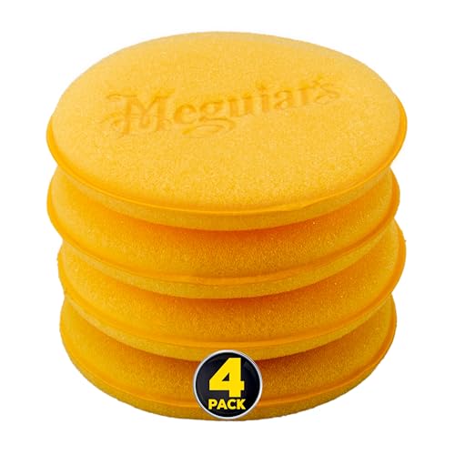 Meguiar's 4" Foam Applicator Pads, 4 Count - Ultra-Soft Hand Applicators with a Tight-Cell Foam Construction for a Smooth Application of Waxes, Polishes, Tire Dressing, Protectants and More, 4 Pack