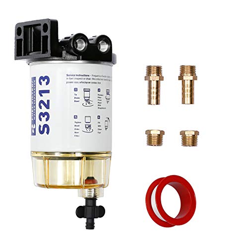 Fuel Filter Water Separator Replacement for Marine Outboard Motor Mercury with 3/8" Barb x 1/4" NPT Fittings Replaces# S3213, 35-60494-1, 18-7932-1, 18-17928, 35-809097