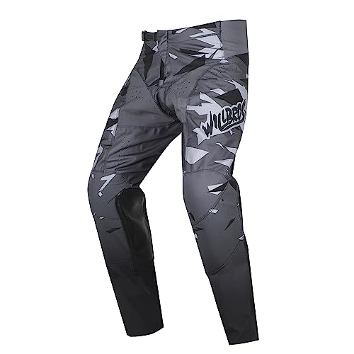 Willbros Motocross Pants Men's Off-Road Dirt Bike Riding MX Motorcycle Trousers Downhill BMX MTB Grey XL=36