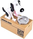 Lfei New 2021 Piggy Bank, My Dog Piggy Bank, Kids Steal Coins Bank Piggy Bank Money Box, Dog Shaking his Head and Tail Ears Spin ,Birthday Gift for Kids (White)