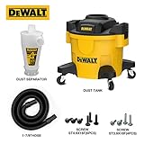 DEWALT Dust Separator with 6 Gallon Poly Tank, 99.5% Efficiency Cyclone Dust Collector, High-Performance Cycle Powder Collector Filter, DXVCS002, Yellow