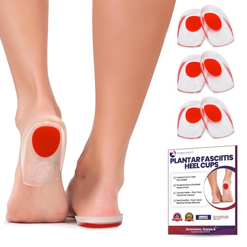 Gel Heel Pads for Shoes Heel Pain Relief | Plantar Fasciitis Heel Cups | Heel Cushion Heel Spur Relief | Silicone Heel Protector Insoles | Sore Bruised Feet | Heel Inserts for Women & Men (S/M 3-PAIR)