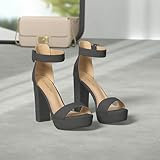 DREAM PAIRS Womens HI-LO High Heel Platform Pump Sandal Orinthia,Size 8.5,Black/Nubuck