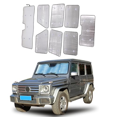 Windshield Sunshade Compatible with Mercedes-Benz G-Class W463 G63 G65 G55 G500 G550 G350d 2004-2018, Car Windshield Sun Shade，Auto Sun Protection Visors Blocks UV Rays and Keeps Vehicle Cool
