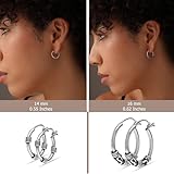 LeCalla 925 Sterling Silver Small Bali Hoop Earrings for Women Teen | Set of 2 Pairs Antique Tribal Balinese Earrings | Classic Click-Top Hoops Earring (14MM, 16MM)