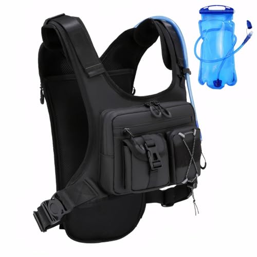 Criuage USA Original Patent Running Hydration Vest Backpack, Lightweight Chest Pack with 2.0L Water Bladder Bag Daypack for Hiking Running Cycling Race Marathon for Women Men (Black, Standard)