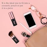 Retractable Kabuki Makeup Brushes 2 Pcs Blush Brushes Set Portable Powder Brushes with Flat and Angled Top for Liquid Cream Cosmetics Travel. (rose gold)