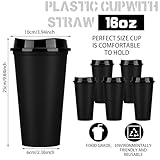 Domensi 30 Pack Reusable Coffee Cups with Lids Bulk 16 oz Hot Plastic Tumblers with Lids for Hot Drink Travel Mug Coffee Cups (Black)