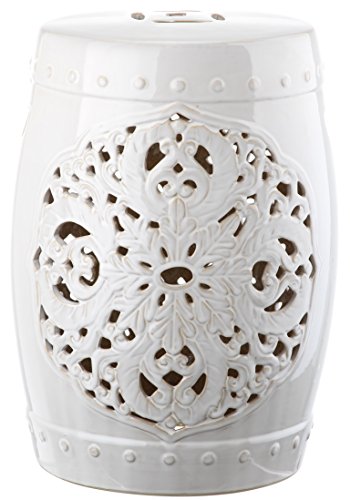 SAFAVIEH ACS4527A Flora Glazed Ceramic Decorative Garden Stool, 0, Antique White