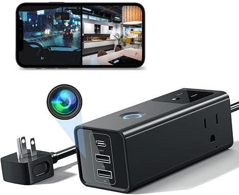 MINICATCHER WiFi Hidden Camera Outlet HD 1080P Wireless Mini Spy Cameras Nanny Cam with Video and Motion Detection for Home Security Indoor/Outdoor