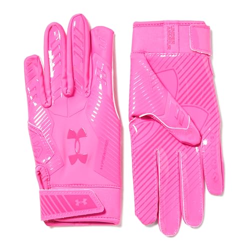 Under Armour Boys F9 Novelty Football Gloves, (652) Rebel Pink/Virtual Pink/Rebel Pink, Medium