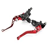 LisylineAuto Universal Motorcycle Brake Levers 7/8“ 22mm Handlebar Brake Master Cylinder Clutch Lever Set + Hand Grips + Handlebar Ends Set Fit for Harley Honda Kawasaki Suzuki Yamaha (Red)