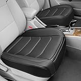 BOPUOVRE Car Seat Cover for Luxury & Comfort - PU Leather, Anti-Slip, Full Wrap Protection with Storage Pocket for Bottom Cushion - Universal Fit for 95% of Vehicles (Black,2 Piece)