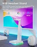 IFYOO RGB Gaming Headset Stand with 2 USB Ports, Game Headphone Mount for PC, Xbox One, PS4, Switch, Earphone Holder Hanger, Great for Gaming Stations, Fancy Desk Gamer Accessories, White