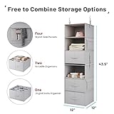 Vailando 6-Shelf Hanging Closet Organizer, 2 Separable 3-Shelf Hanging Shelves with 3 Drawers for Wardrobe, Nursery, Baby Clothes Organization and Storage