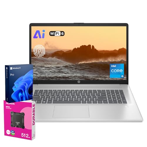HP Essential 17.3 Copilot Ai Laptop | 17.3" HD+ Touchscreen | Intel Core i5-1334U | 32GB RAM | 2TB SSD | Fingerprint | HDMI | Wi-Fi 6 | Windows 11 Pro | Bundle with ADATA 512GB External SSD