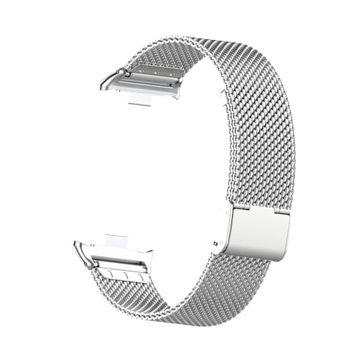 HOPMC Straps For Xiaomi Mi Band 8 Pro Metal Bracelet Protective Frame and 18MM Steel Mesh Wristband Bracelet for Women Men (GWsilver), 230MM
