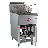 Kratos Commercial Gas Floor Deep Fryer (Gas) - 70-100 lb. Oil Capacity, 5 Heating Tubes, 150,000 BTU, Stainless Steel with 2 Fryer Baskets (29Y-012-NAT)