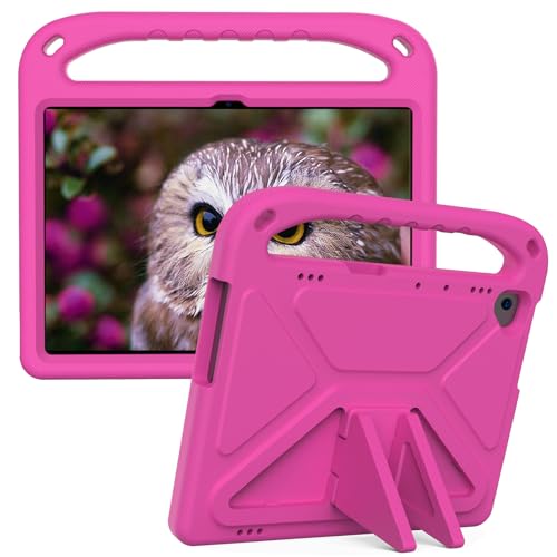 Compatible with Huawei MediaPad T5 (10.1") Kids Case with Kickstand, Heavy Duty Shockproof EVA Protective Cover with Handle/Shoulder Strap (Pink)