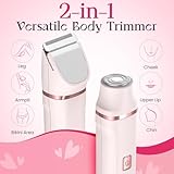 Bikini Trimmer for Women - Painless Electric Razors for Silk Skin,Cordless Body Shaver for Trip,Replaceable Lady Facial Razor, IPX7 Waterproof&Easy Cleaning, Ceramic Blade, USB Charge Dock Pink