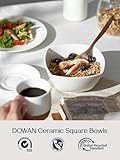 DOWAN Porcelain Soup Bowls Set of 6, 27 OZ Ceramic Square Cereal Bowls, White Bowl, for Ice Cream and Dessert Snack, Wedding Party Gift, Microwave Safe Bowl