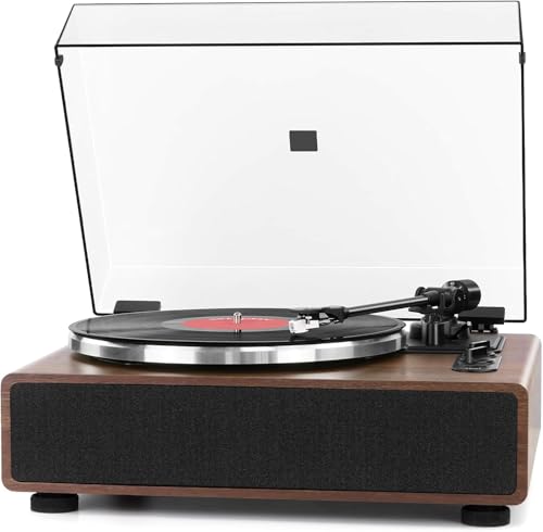 FEKTIK Vinyl Record Player with Magnetic Cartridge,High Fidelity Belt Drive Turntable with Built-in Speakers, Bluetooth Playback and Aux-in Functionality, Auto Off