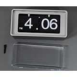 Retro Style Flip Clock,Auto Page Turning Transparent Cover Digital Flip Desk Clock. Classic Mechanical Battery Operated Digital Display,Home and Office Decorations(No Battery Included) (Black)